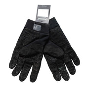 Hoonigan FIND OUT Gloves featuring a black and white design with bold graphics and a logo, ideal for motorsport enthusiasts.