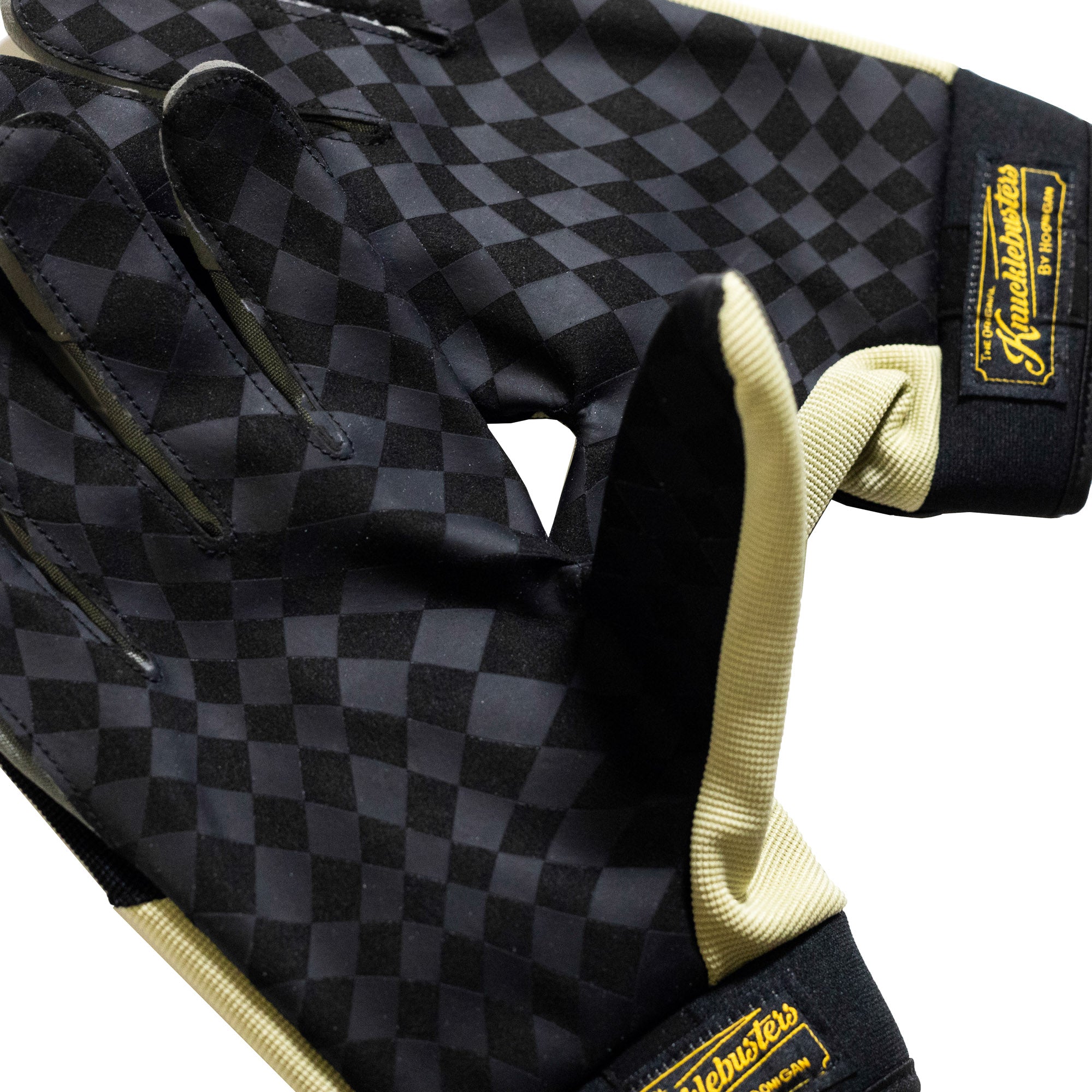 Hoonigan KNUCKLEBUSTERS gloves in black with white logo and knuckle protection.