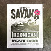 Hoonigan x Sayaka BOMB GIRL poster featuring vibrant artwork, size 16"x20".