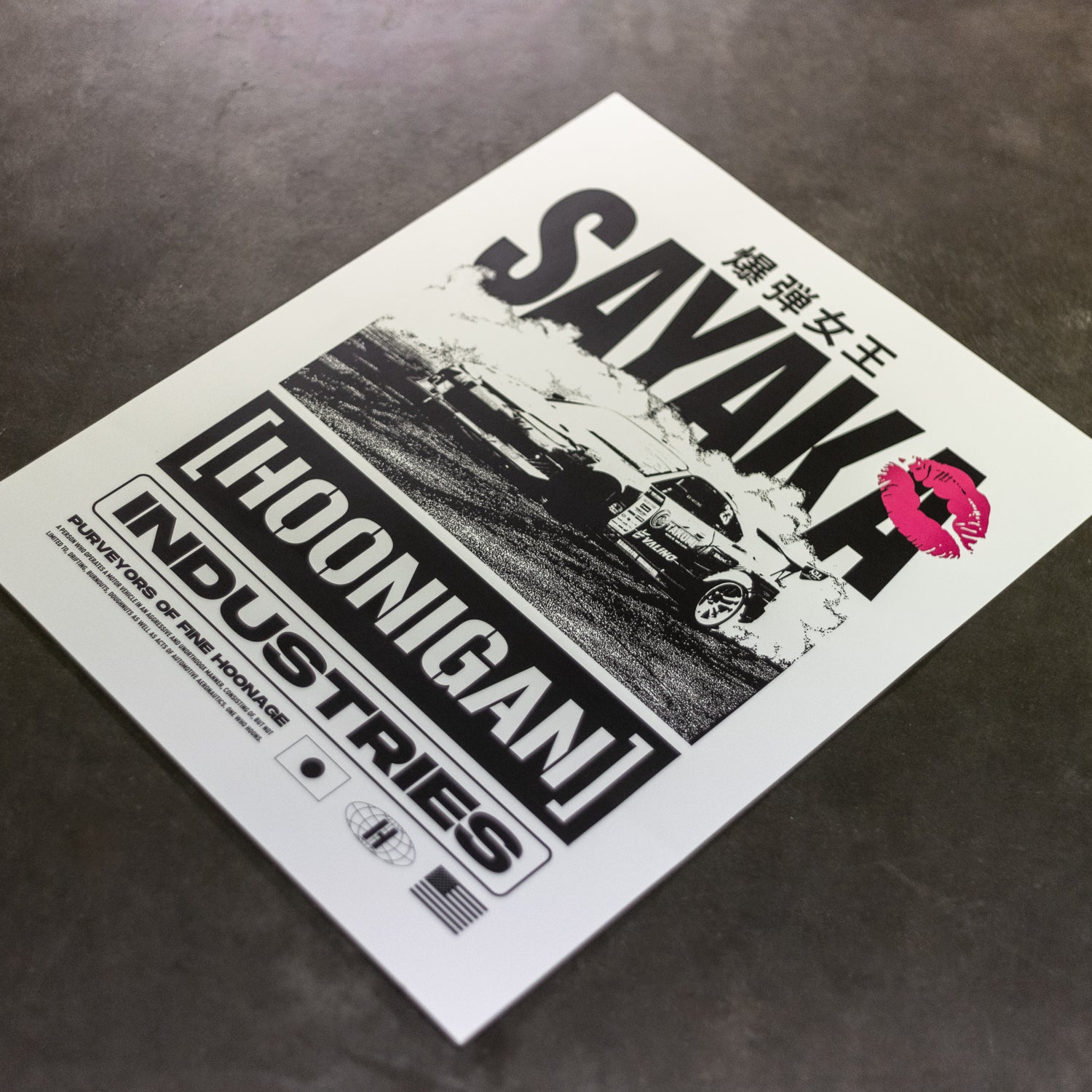 Hoonigan x Sayaka BOMB GIRL poster featuring a vibrant graphic design, measuring 16"x20", showcasing a bold and edgy aesthetic.