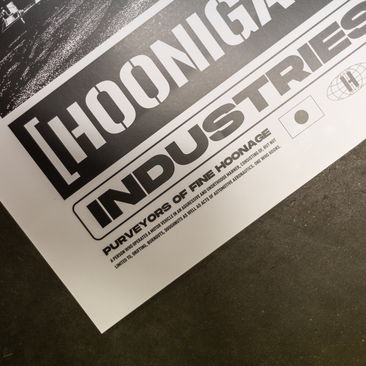 Hoonigan x Sayaka BOMB GIRL Poster featuring a dynamic graphic design, 16"x20" size, showcasing bold colors and automotive-themed artwork.