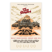 Hoonigan MAYHEM ROAD poster featuring dynamic car graphics, 18" x 24" size.