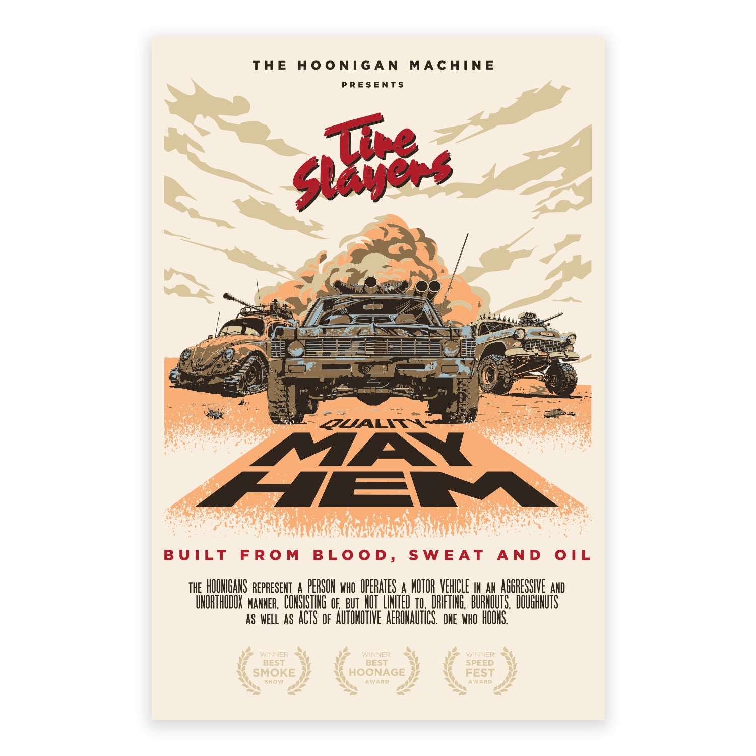 Hoonigan MAYHEM ROAD sticker, 4.5 inches in size, featuring bold graphics and vibrant colors.