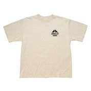 Beige Hoonigan SAFARI short sleeve T-shirt with black graphic logo and text on the front left chest.