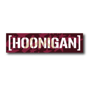 Hoonigan x Lia Block CENSOR BAR Sticker featuring bold white text on a maroon camo background, perfect for car enthusiasts.