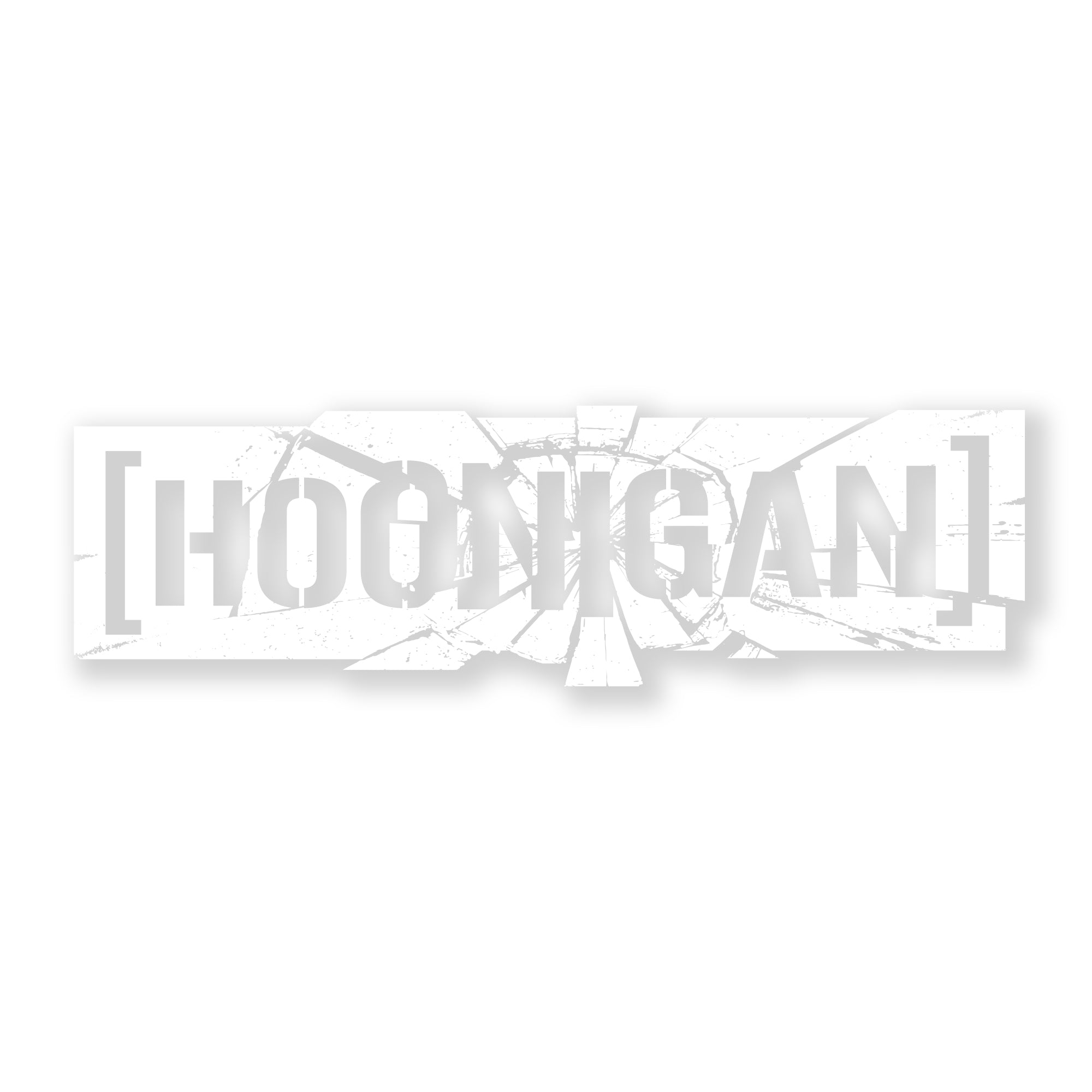 Hoonigan SHATTERED CENSOR BAR sticker featuring a bold, cracked design on a white background, measuring 8 inches.