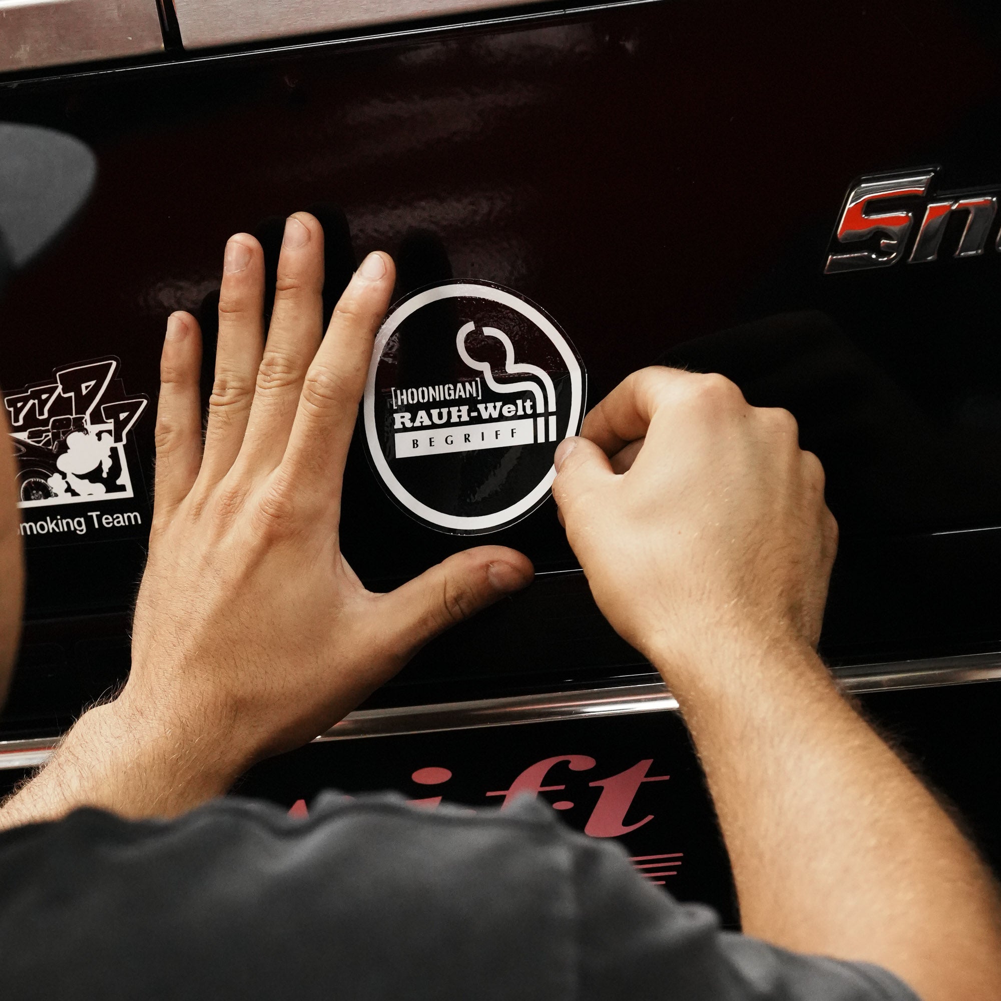 Hoonigan x RWB TIRE SMOKING AREA Sticker (3.5")