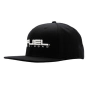 Black snapback hat featuring the Fuel Off-Road logo in white, designed for automotive enthusiasts and casual wear.