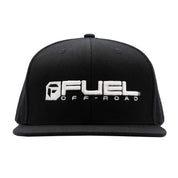 Black snapback hat featuring the Fuel Off-Road logo prominently embroidered on the front. Ideal for automotive enthusiasts.