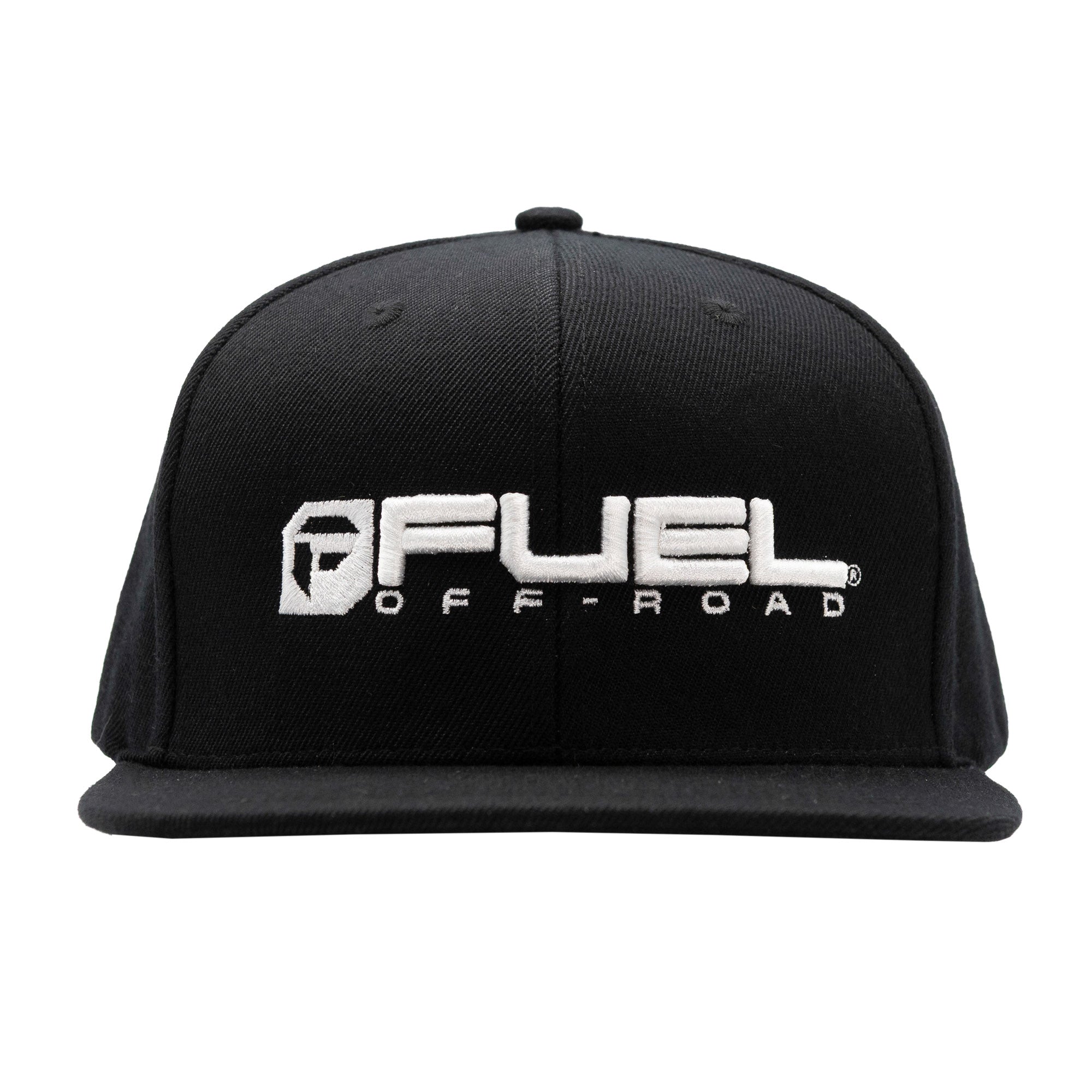 Black snapback hat featuring the Fuel Off-Road logo prominently embroidered on the front. Ideal for automotive enthusiasts.
