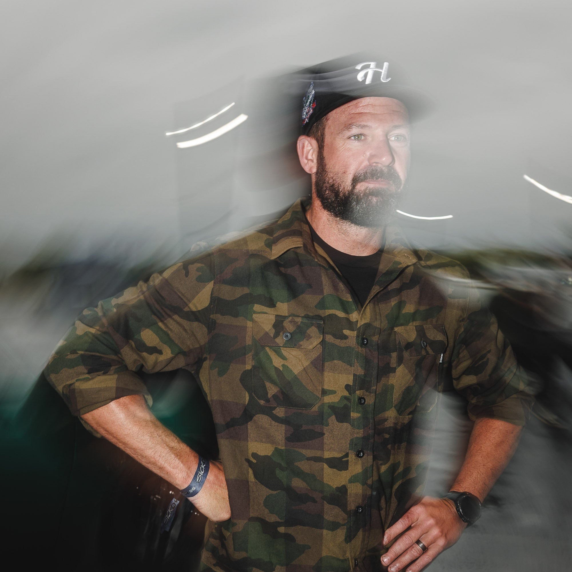 Hoonigan H Icon Camo Woven Flannel Long Sleeve Shirt