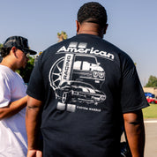 American Racing CHEVELLE Short Sleeve Tee featuring a classic car graphic on a black background.