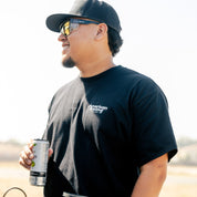 American Racing logo short sleeve tee featuring a bold graphic on a grey background.