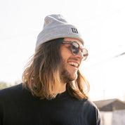 Black Hoonigan CLASSIC H ICON beanie with a white logo patch on the front.