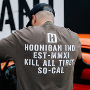 Hoonigan STENCIL Short Sleeve Tee with bold graphic design, black color, and crew neck style displayed on a white background.