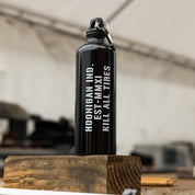 Hoonigan AMMO Water Bottle with black and white design featuring the Hoonigan logo.
