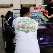 Hoonigan SPEED DELIVERY Short Sleeve Tee featuring a bold graphic design in black and white, showcasing a racing theme on a classic t-shirt.