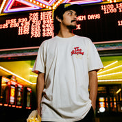 Black short sleeve tee featuring bold Hoonigan MAYHEM ROAD graphic print on the front. Perfect for motorsport enthusiasts.