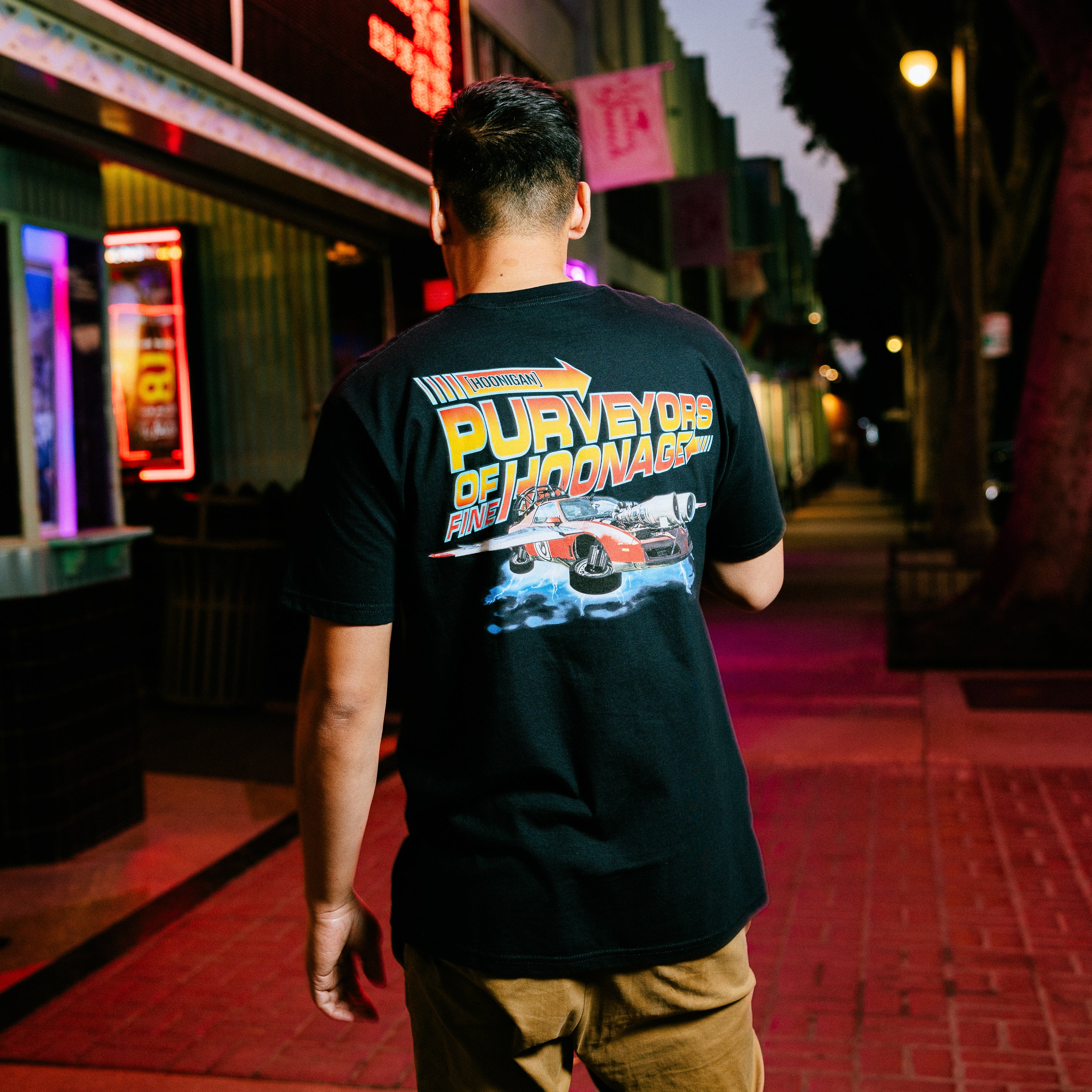 Hoonigan HOONCAPACITOR short sleeve tee featuring a bold graphic design on a black background.