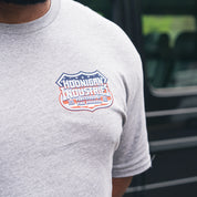 Hoonigan INTERSTATE Summer Short Sleeve Tee in black with bold graphic design on the front.