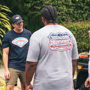 Hoonigan INTERSTATE Summer Short Sleeve Tee in black with bold white graphic logo on the front.