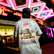 Black short sleeve tee featuring bold "Hoonigan MAYHEM ROAD" graphic print on the front, perfect for automotive enthusiasts.