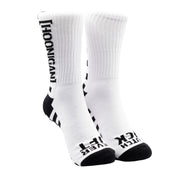 Hoonigan FINISHLINE II Crew Socks featuring a bold graphic design and vibrant colors, suitable for motorsport enthusiasts.