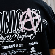 Black Hoonigan short sleeve tee featuring "HOONARCHY" graphic on the front, displayed on a white background.