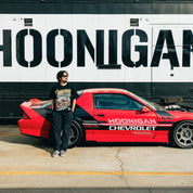 Hoonigan 632 Short Sleeve Tee in black featuring a bold graphic design on the front.