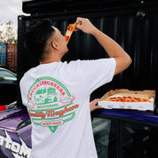 Hoonigan SPEED DELIVERY Short Sleeve Tee featuring bold graphics on a black background, designed for car enthusiasts.