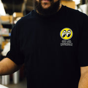 Hoonigan x Mooneyes "Go With Hoon" short sleeve tee featuring a bold graphic design on a black background.