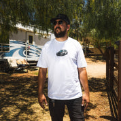 Motegi SD Series short sleeve tee featuring a bold graphic design on a black fabric.