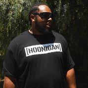 Hoonigan CENSOR BAR Short Sleeve Tee in black featuring a bold white logo design on the front.