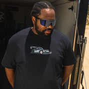 Rotiform SD Series Short Sleeve Tee featuring a bold graphic design in black and white, displayed on a white background.