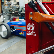 Hoonigan x Mooneyes "Go With Hoon" sticker, size 2.9 inches, featuring a bold design with distinctive typography and graphic elements.