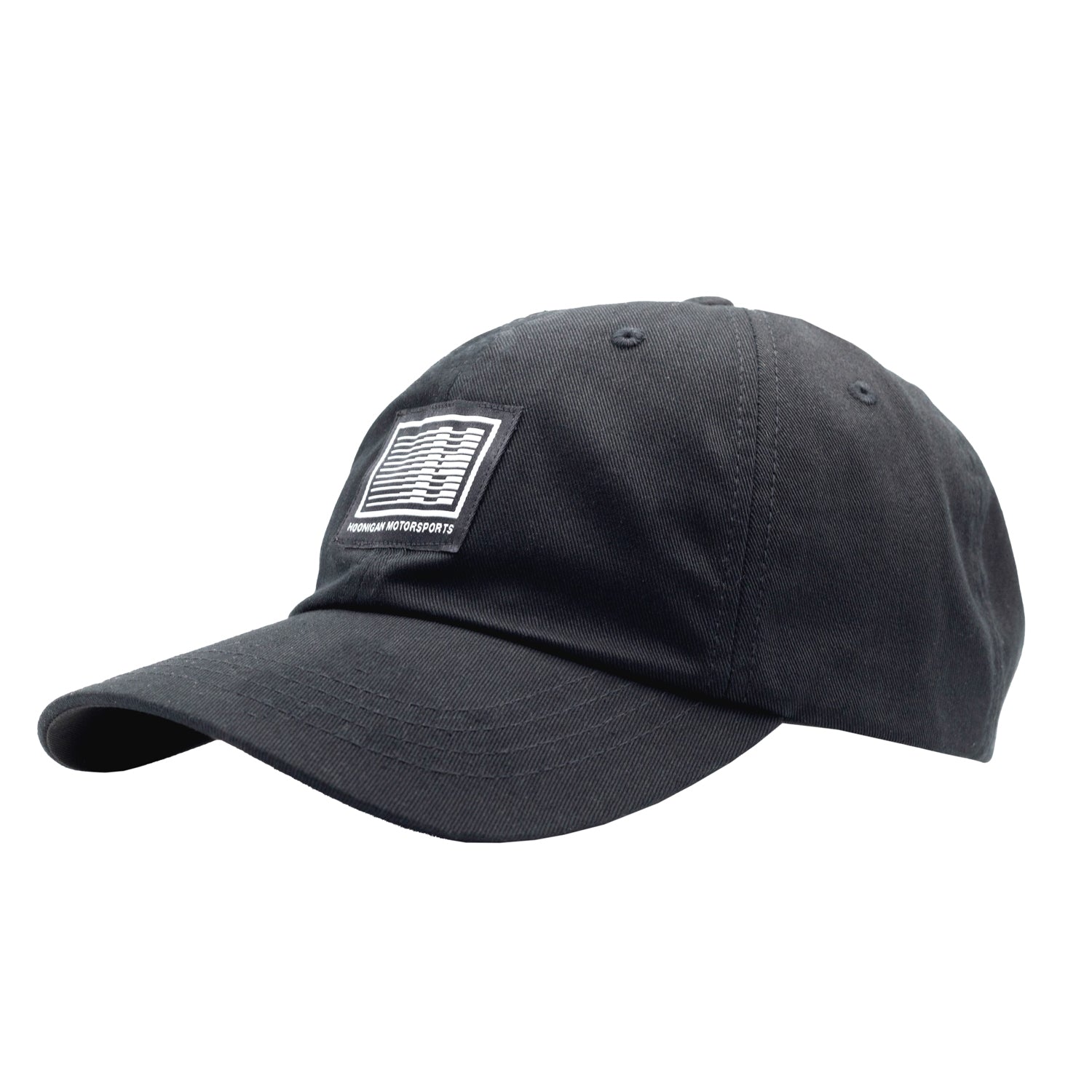Hoonigan Motorsports unstructured dad hat in black with adjustable strap and embroidered logo.