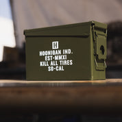 Hoonigan AMMO Box featuring a rugged design with bold Hoonigan branding and a sturdy handle, perfect for storage and transport.