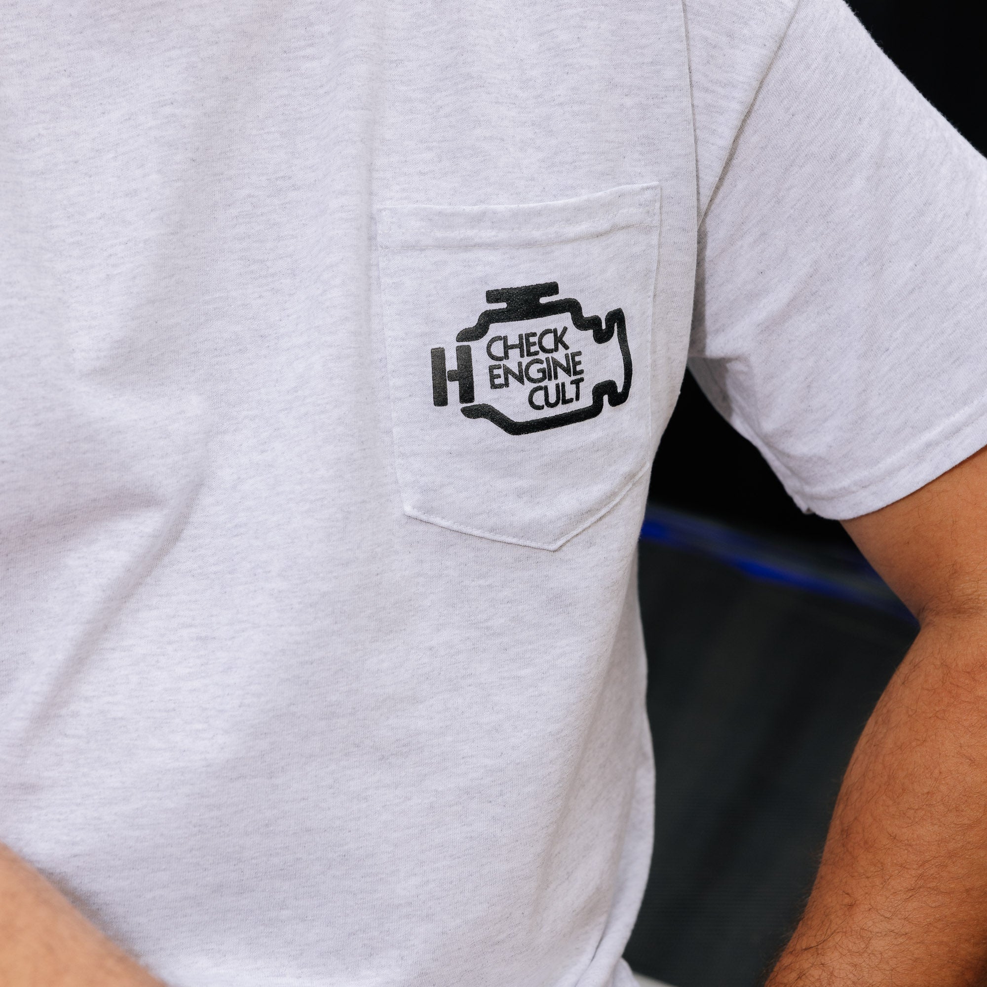 Hoonigan CHECK ENGINE CULT Short Sleeve Tee featuring bold graphics and a classic fit, presented in black.