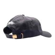 Hoonigan FIND OUT Unstructured Strapback Hat in black with white logo, adjustable strap, and casual style.