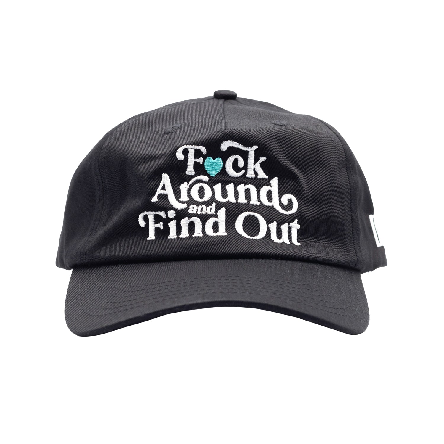 Hoonigan FIND OUT Unstructured Strapback Hat in black with white logo embroidery.