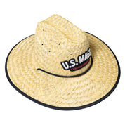 US MAGS straw hat with a wide brim and embroidered logo on a light background.