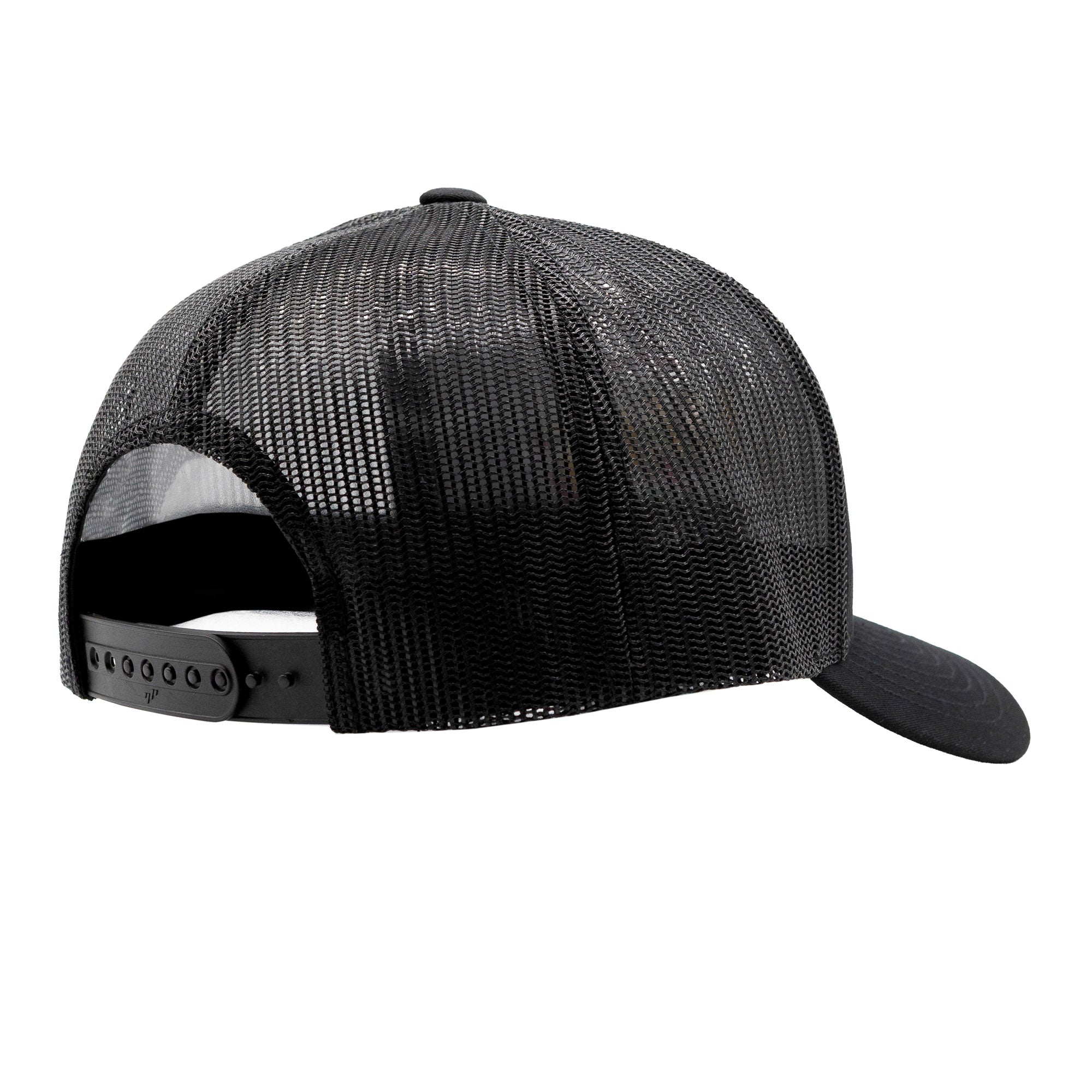 Black US Mags RETRO Trucker Hat featuring a mesh back and adjustable snap closure for a classic, stylish look.