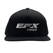 EFX LOGO Snapback Hat featuring a bold logo design in black and white on a fitted snapback cap, set against a neutral background.