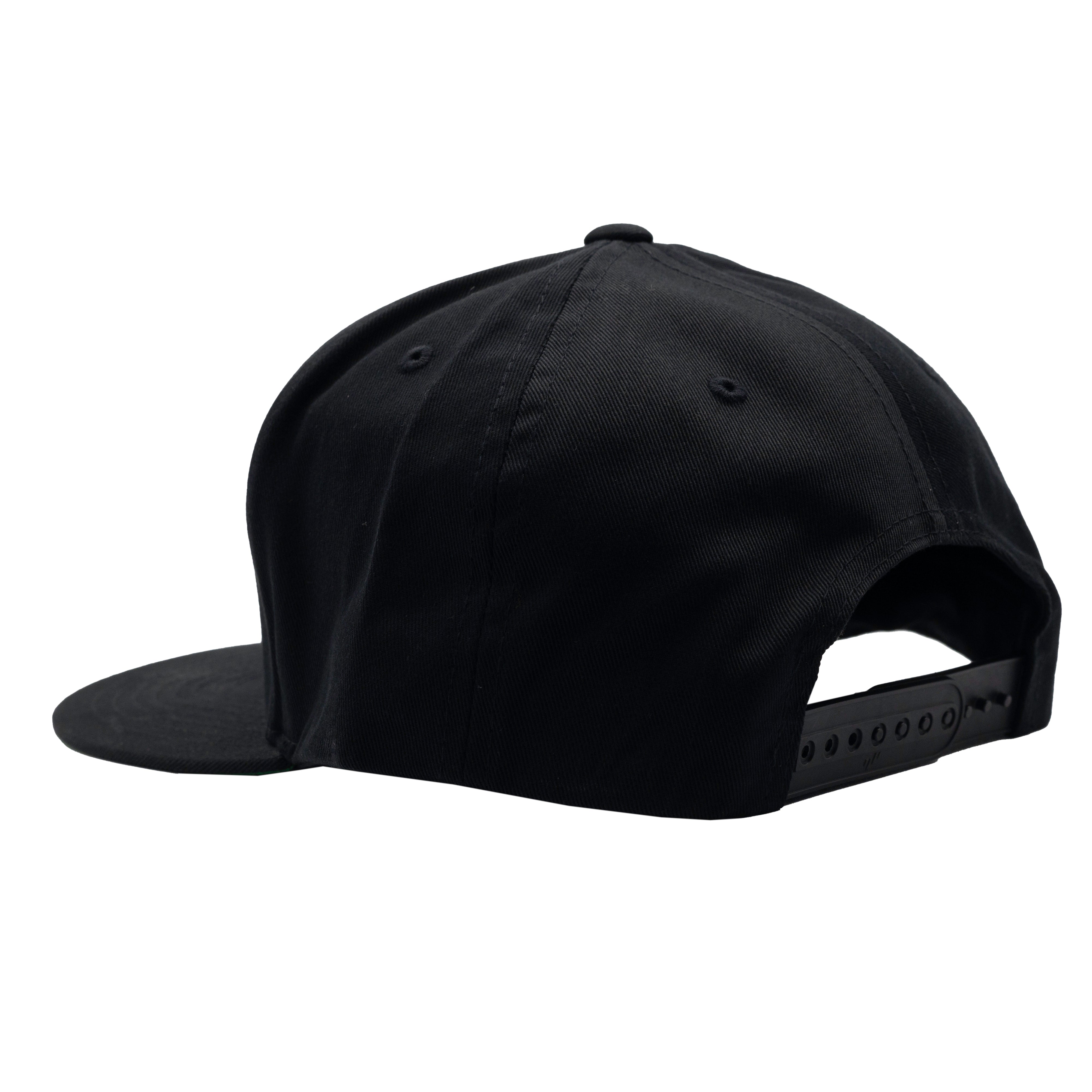 EFX LOGO Snapback Hat with a black base and embroidered logo in front, showcasing a stylish and adjustable design ideal for casual wear.