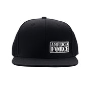 American Force LOGO Snapback Hat featuring a bold logo design on the front and an adjustable snapback closure.