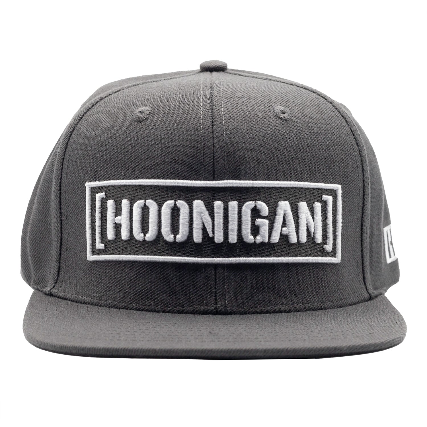 Hoonigan CENSOR BAR Snapback Hat with black base and white embroidered logo on the front.