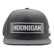 Hoonigan CENSOR BAR Snapback Hat with black base and white embroidered logo on the front.