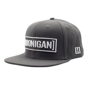 Hoonigan CENSOR BAR Snapback Hat in black with a bold white logo on the front and adjustable strap at the back.