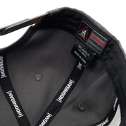 Hoonigan CENSOR BAR Snapback Hat featuring a black front panel with a bold white logo and a contrasting gray brim.