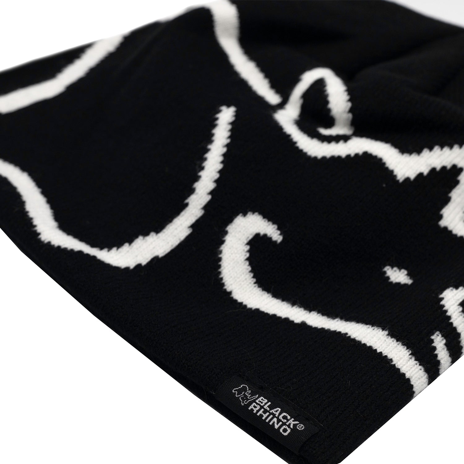 Black Rhino SKULL CAP Beanie in black, featuring a snug fit and ribbed design for warmth and style.
